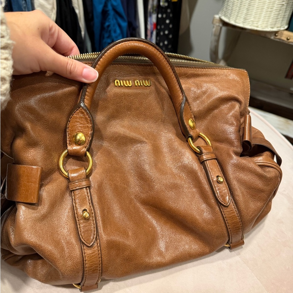 Miu Miu Vitello Lux Bow Bag Satchel - Picture 8 of 17